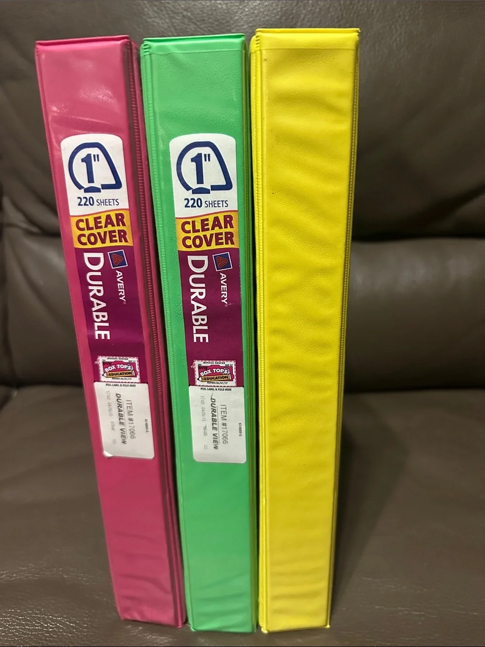 Avery 3-Ring Binders in Pink, Yellow, and Green - Durable Office Set